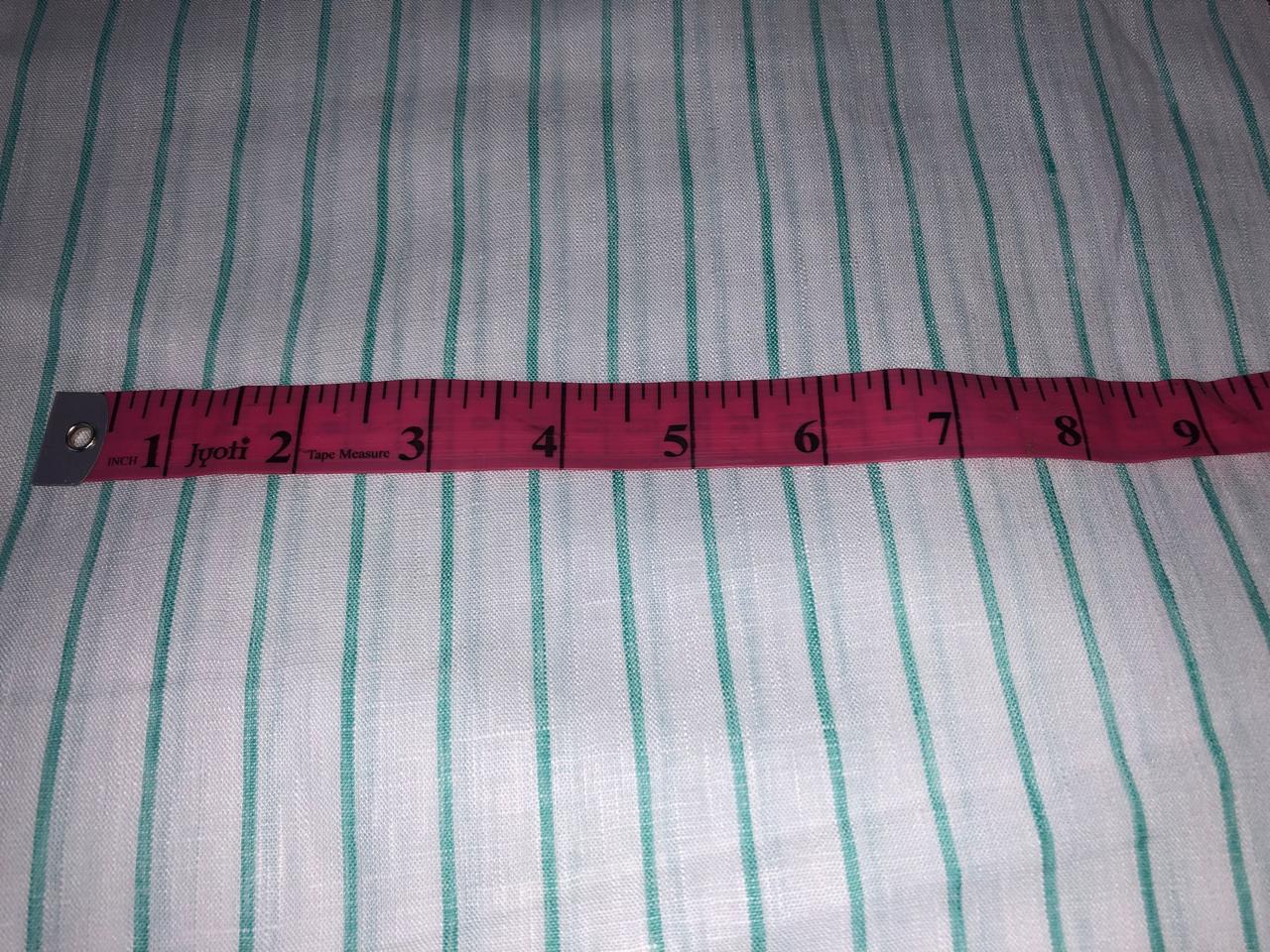 100% Linen stripe 60's Lea Fabric 58" wide available in 2 colors blue and sea green [17643/44]