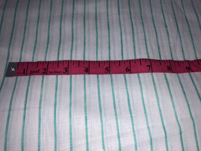 100% Linen stripe 60's Lea Fabric 58" wide available in 2 colors blue and sea green [17643/44]