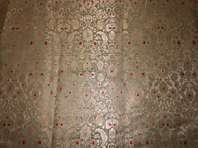 Brocade Heavy KING KHAB  Fabric  with white gold jacquard 44" wide available in 2 colors mint and silver blue BRO1077