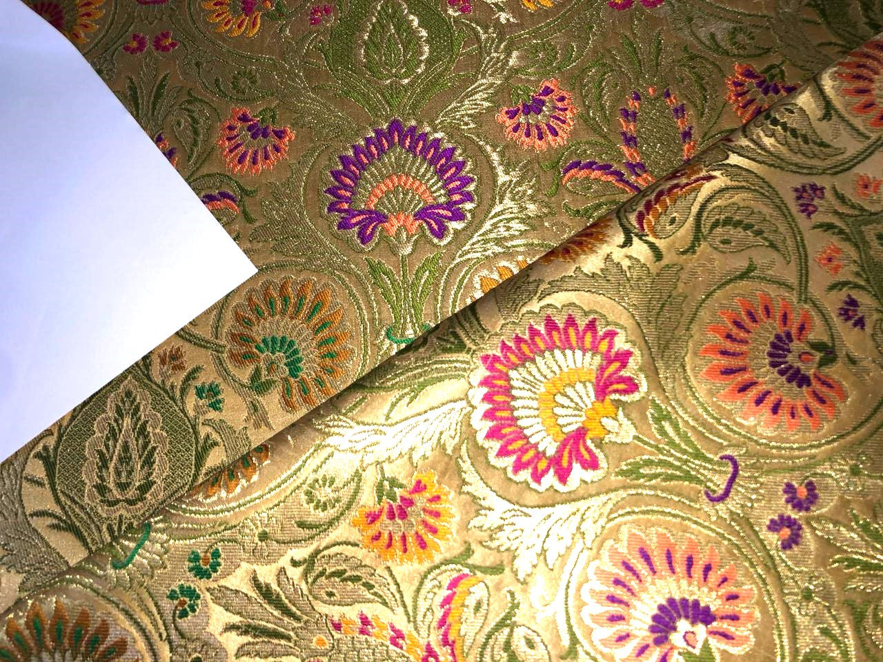 Silk Brocade King Khab fabric 36" wide available in 6 colors [PINK/ GOLD/ NAVY/ MANGO YELLOW / RED /BLACK] BRO920