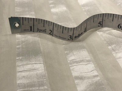 100% silk organza fabric with satin stripe white ivory  44" wide [17698]