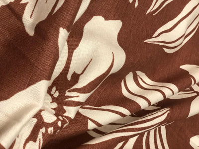 Linen Print Brown floral print [18554]