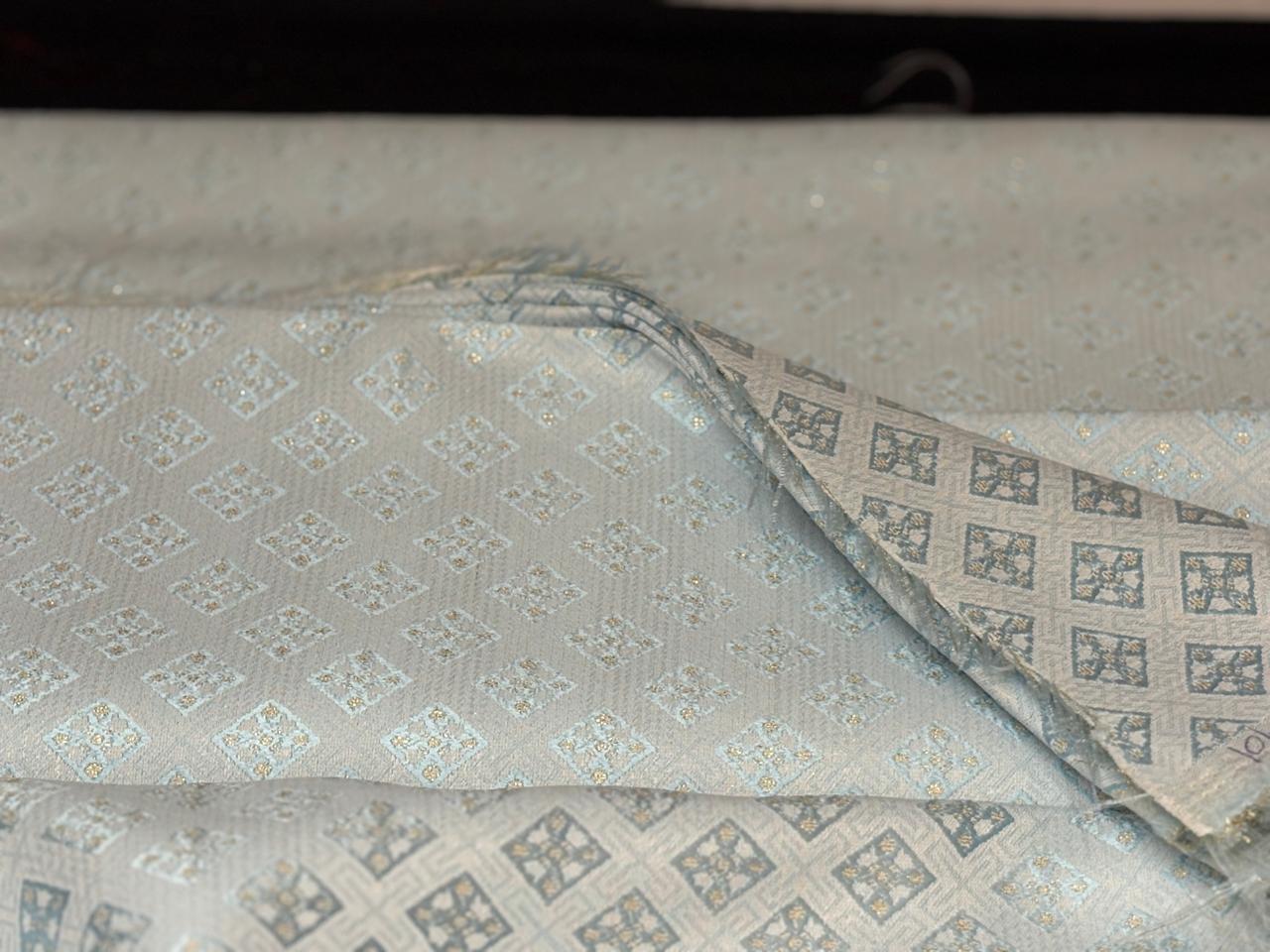 Silk Brocade fabric 44"baby blue  motif with subtle lurex dots  BRO1066[2]