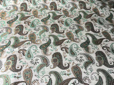 100% Silk Taffeta Jacquard Fabric  PAISLEYS available in 2 colors grey and green and grey, green and brown TAFJACNEW20/21