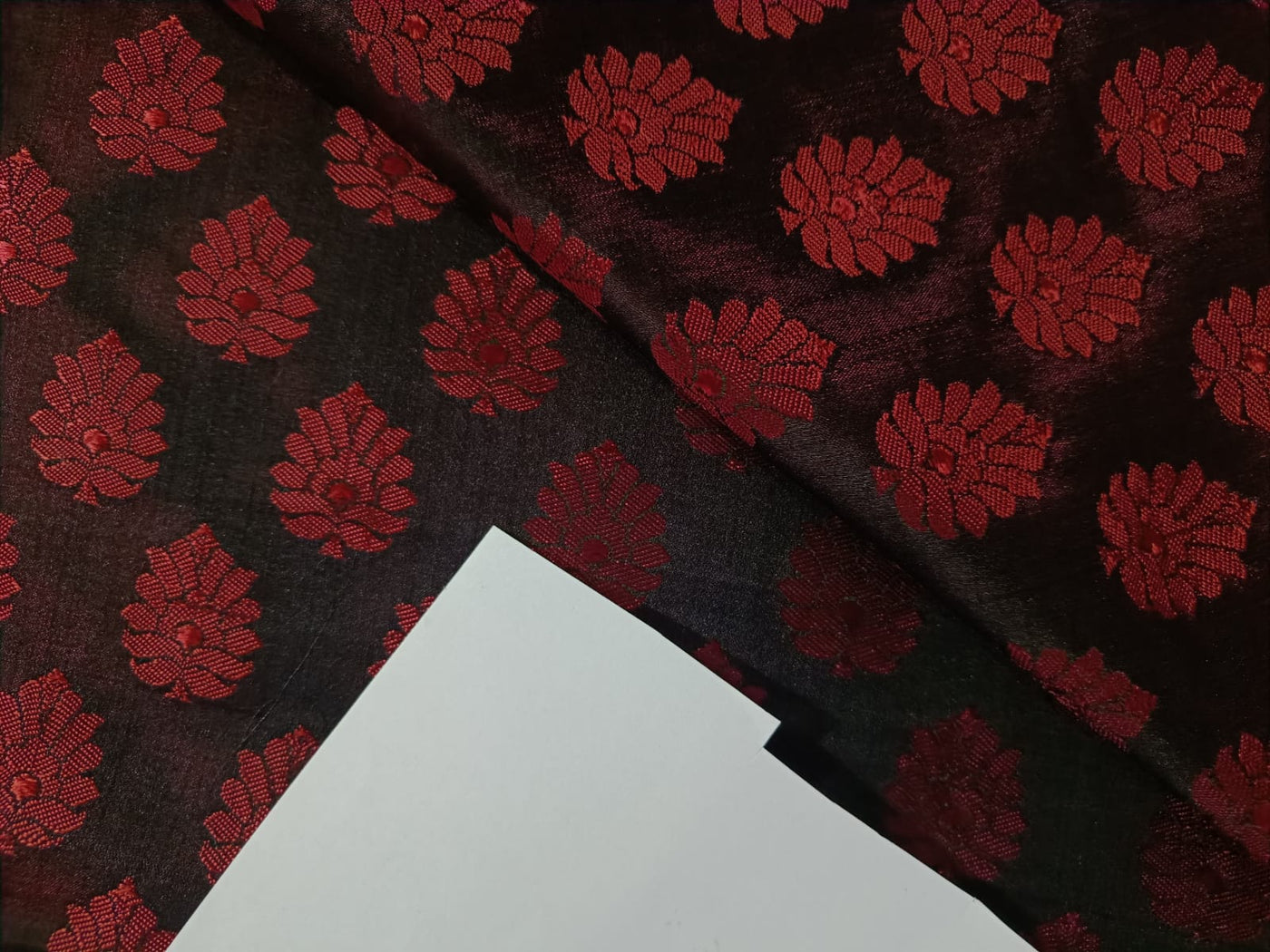 100% Pure Silk Brocade Fabric RED X BLACK MOTIF 44 wide BRO103[1] – The  Fabric Factory