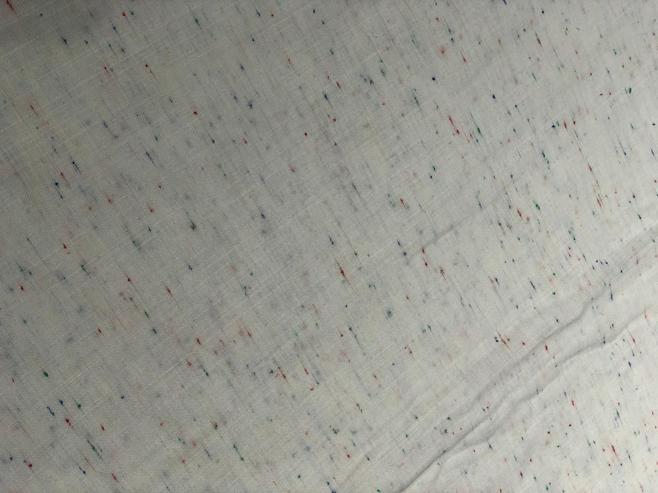 Viscose Linen 20% / 80% Spun slub white with red ,blue and green splash  58" wide [17627]