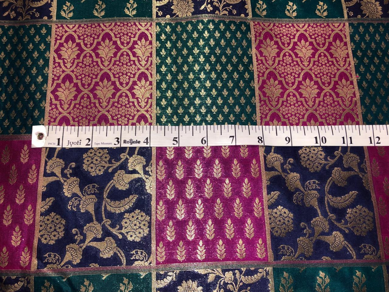 Silk Brocade fabric multi colour jacquard 44" wide BRO1071 available in 8 different color combinations[BRO1071[1-8]]