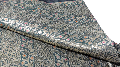 Silk Brocade Fabric  jacquard 44" wide  BRO973 available in 4 colors black/ green/royal and mulberry