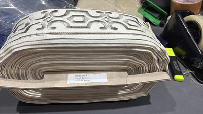 LACE /BORDER used in garments and furnishings available in fawn and navy