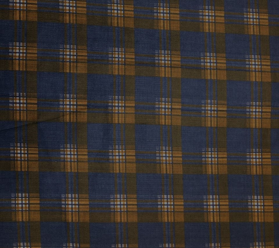 100% cotton plaids royal blue ,white and brown 56" wide [18345]