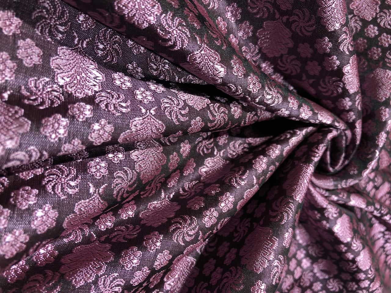 Silk Brocade fabric mulberry color with small self color motifs [17557]