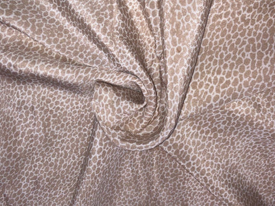 Pure silk  crepe printed fabric ivory with beige abstract print [18290]