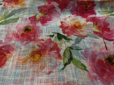 100% Cotton Linen digital print 44" wide FLORAL PRINT [17170]