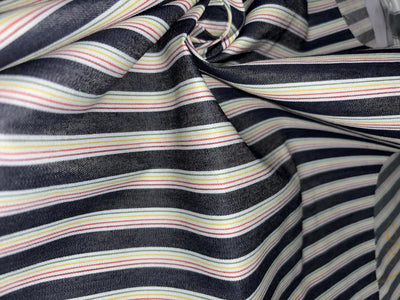 100% Cotton Denim  Fabric 58" wide STRIPES in 4 styles multicolor, charcoal /ivory, denim blue/white and denim blue /denim blue multicolor