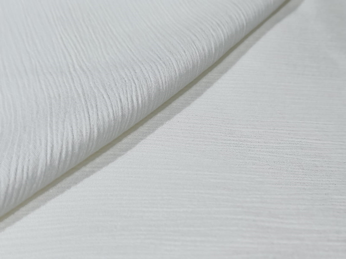 100% premium rayon crush fabric white ivory 44" wide [13034]