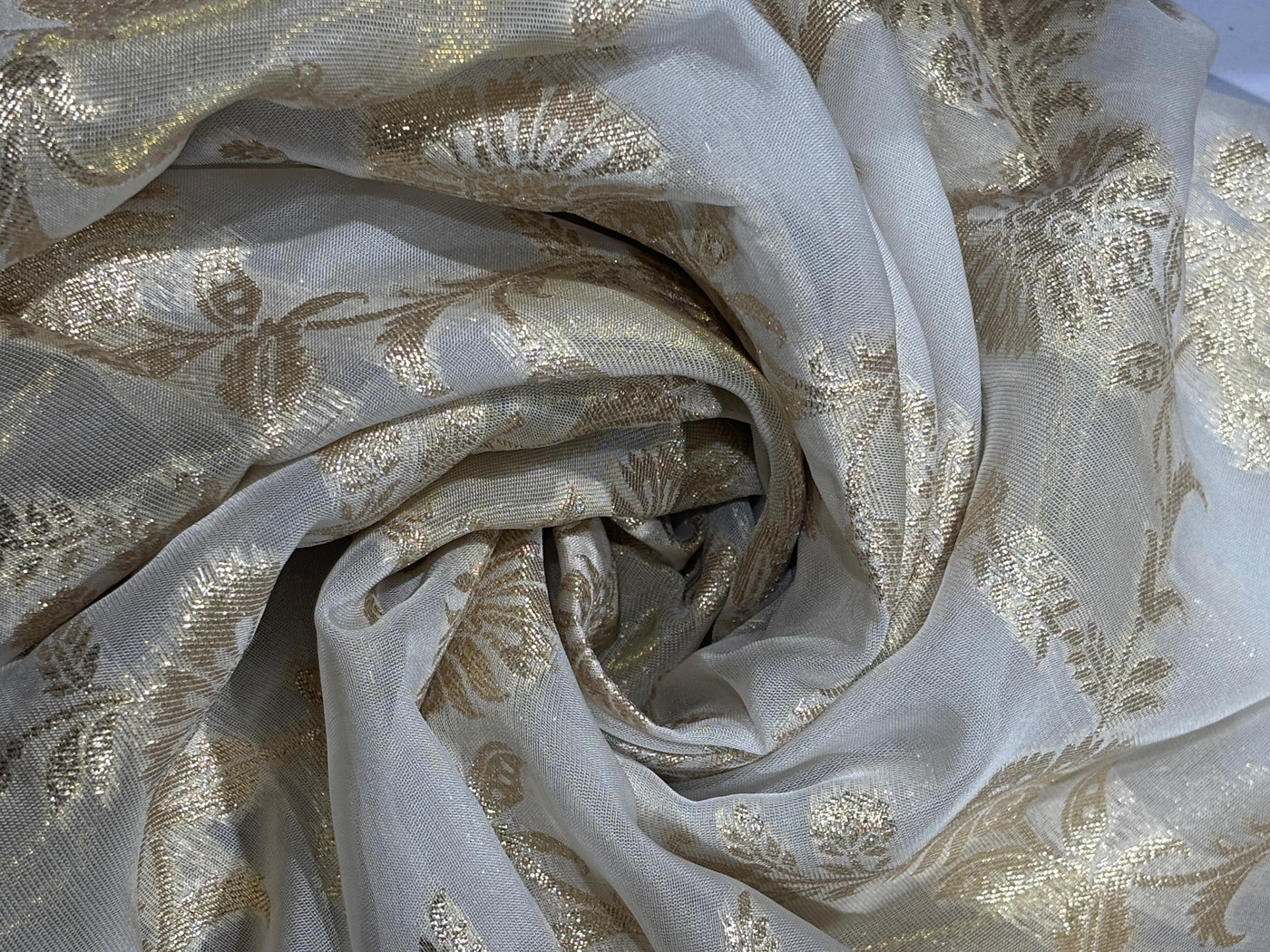 NYLON tissue with jacquard fabric  44"~wide available in 2 designs floral and scallop with motif [17442/551]