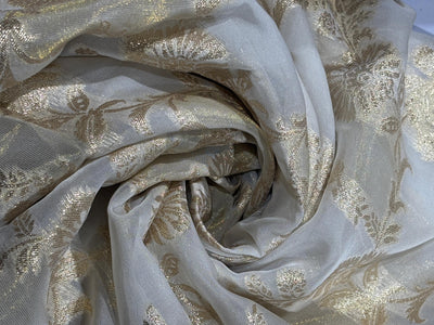 NYLON tissue with jacquard fabric  44"~wide available in 2 designs floral and scallop with motif [17442/551]