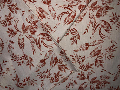 100% Cotton Linen  print 58" wide LEAVES motif's cream and brown [17219]