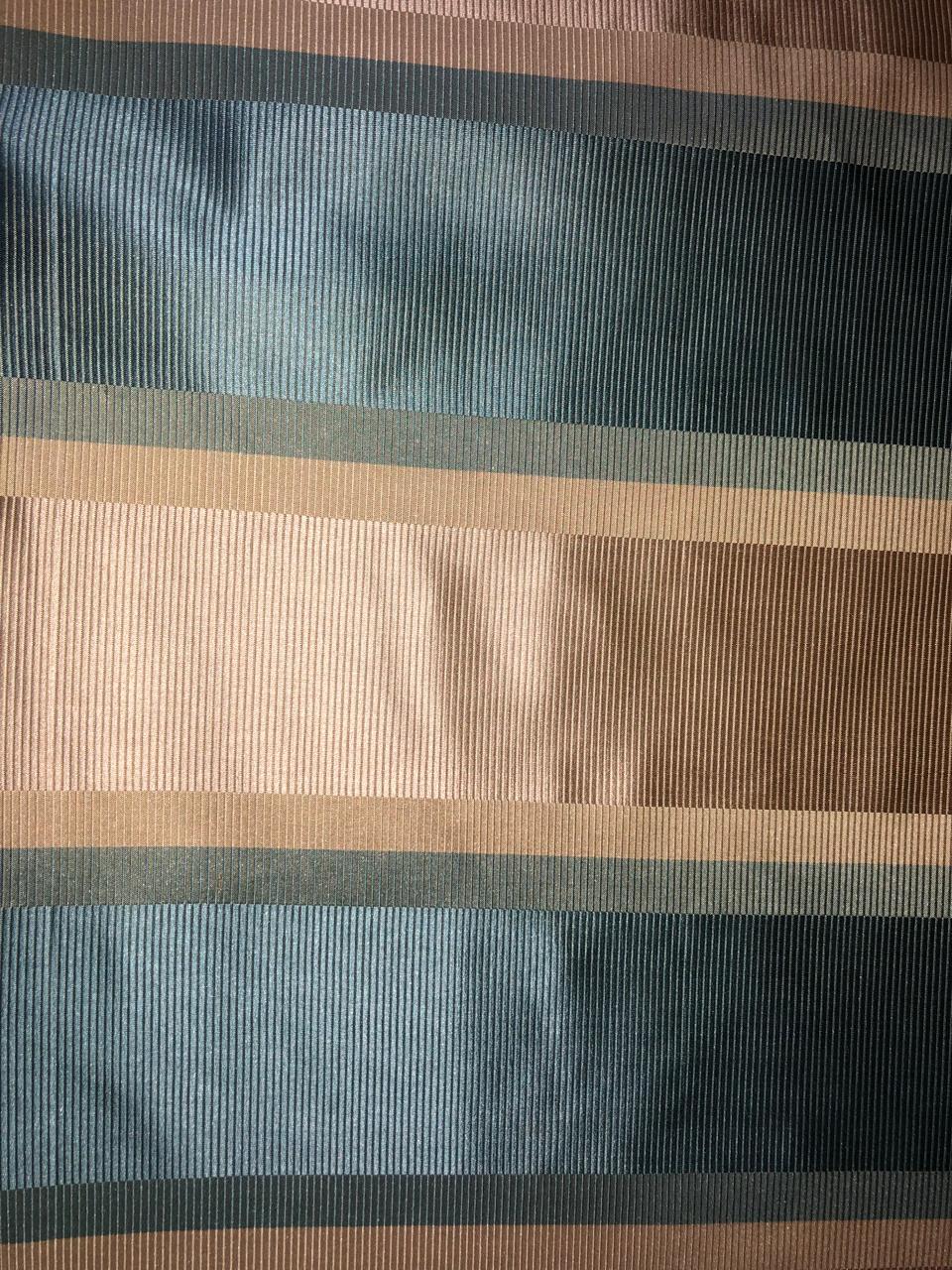 100% silk taffeta ribbed horizontal stripe blueish grey and beige TAFS143-54&quot; wide