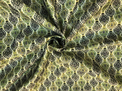 Silk Brocade fabric floral motifs available in 2 colors yellow and green 58" wide BRO1094[1/2]