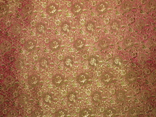 Silk Brocade fabric Pink, Green & Gold 44" wide BRO47[4]