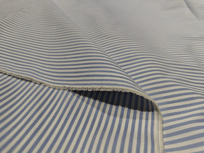100% Cotton Poplin  Millmade Yarn dyed Cotton poplin blue /white stripes lycra 50 inches wide [17233]