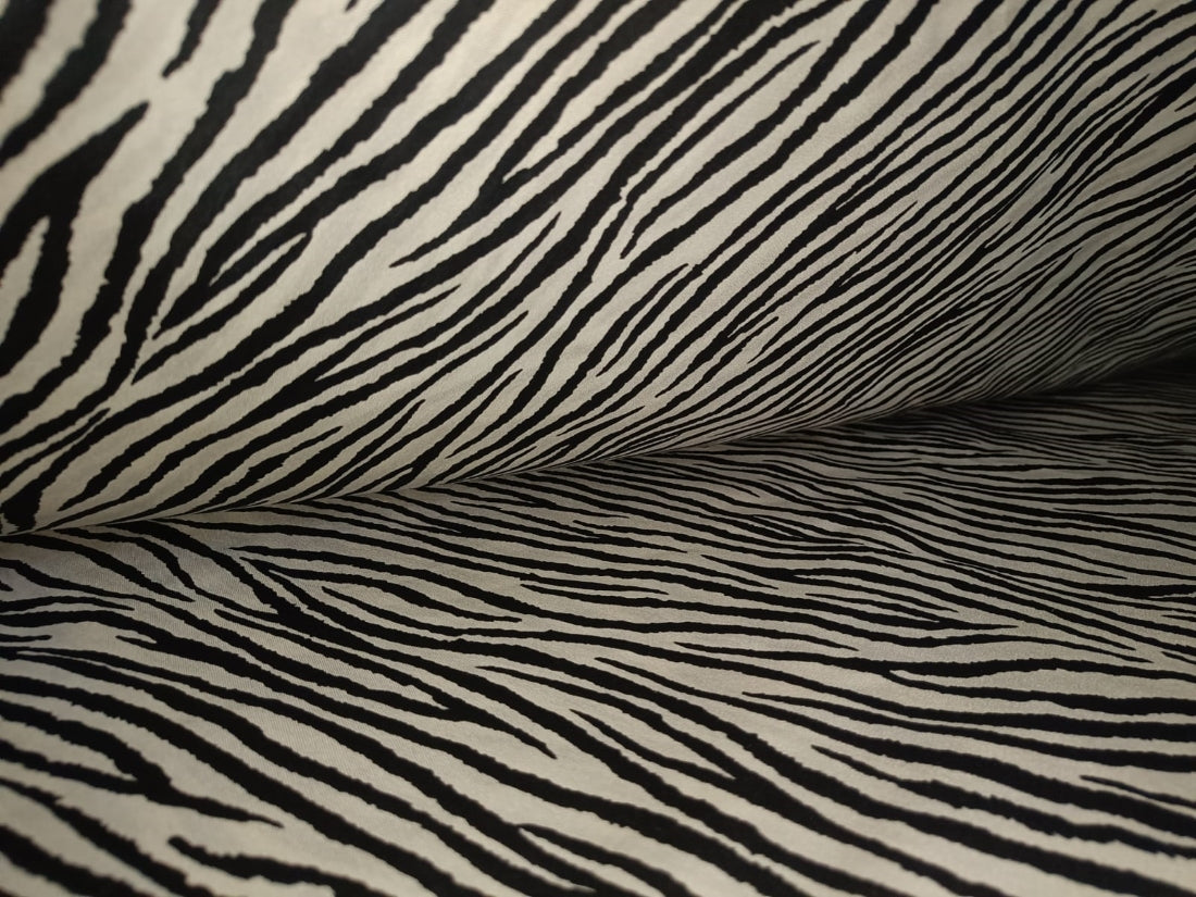 Premium Viscose Digital Zebra Print fabrics 58" wide available in two colors black and blue