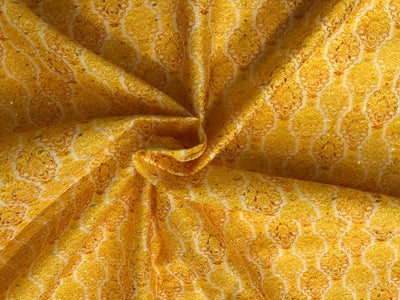 Silk Brocade fabric floral motifs available in 2 colors yellow and green 58" wide BRO1094[1/2]