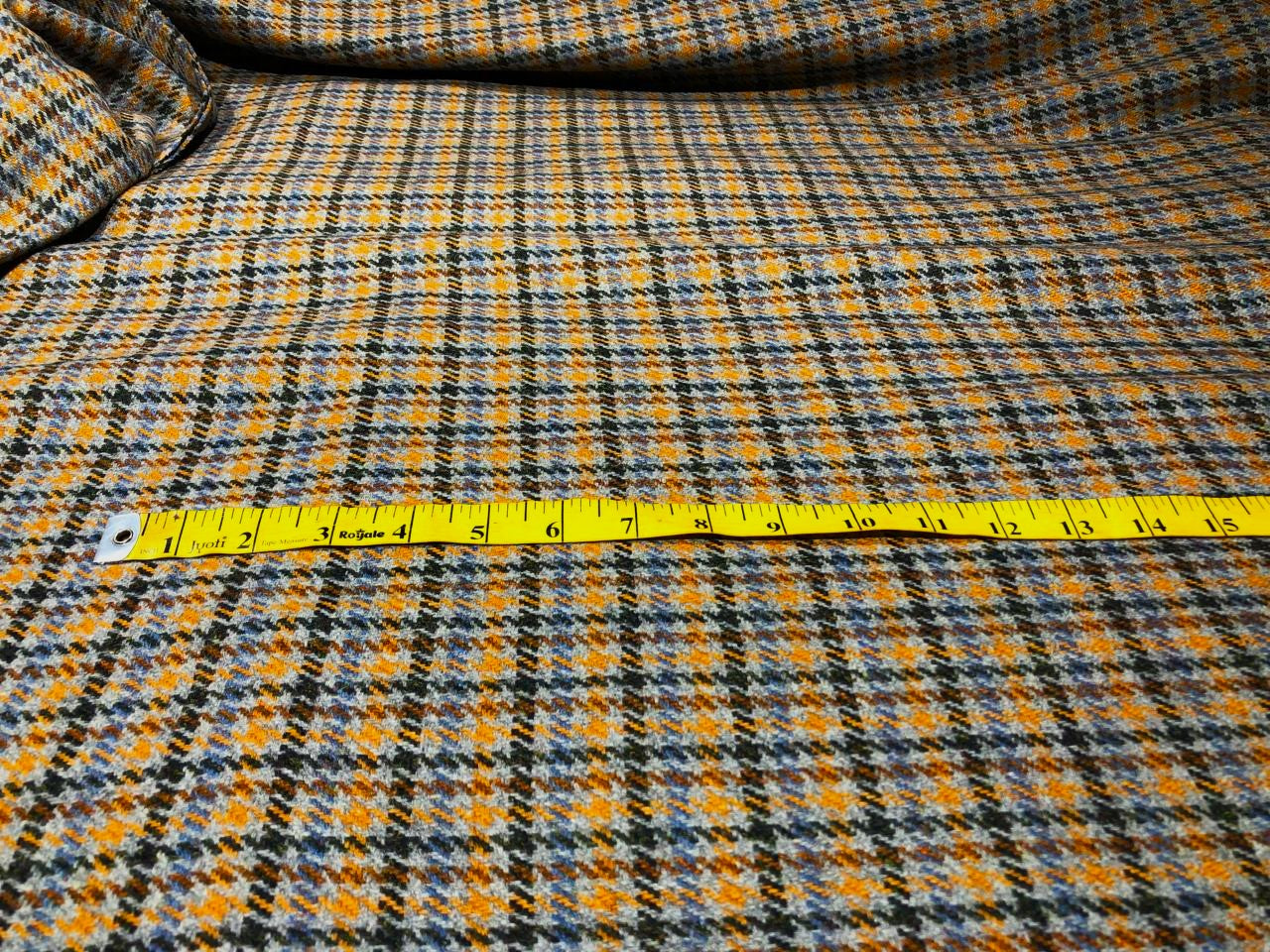 Tweed Premium Suiting Wool Blended plaids in grey ,green, mustard and blue Fabric 58" wide [17745]