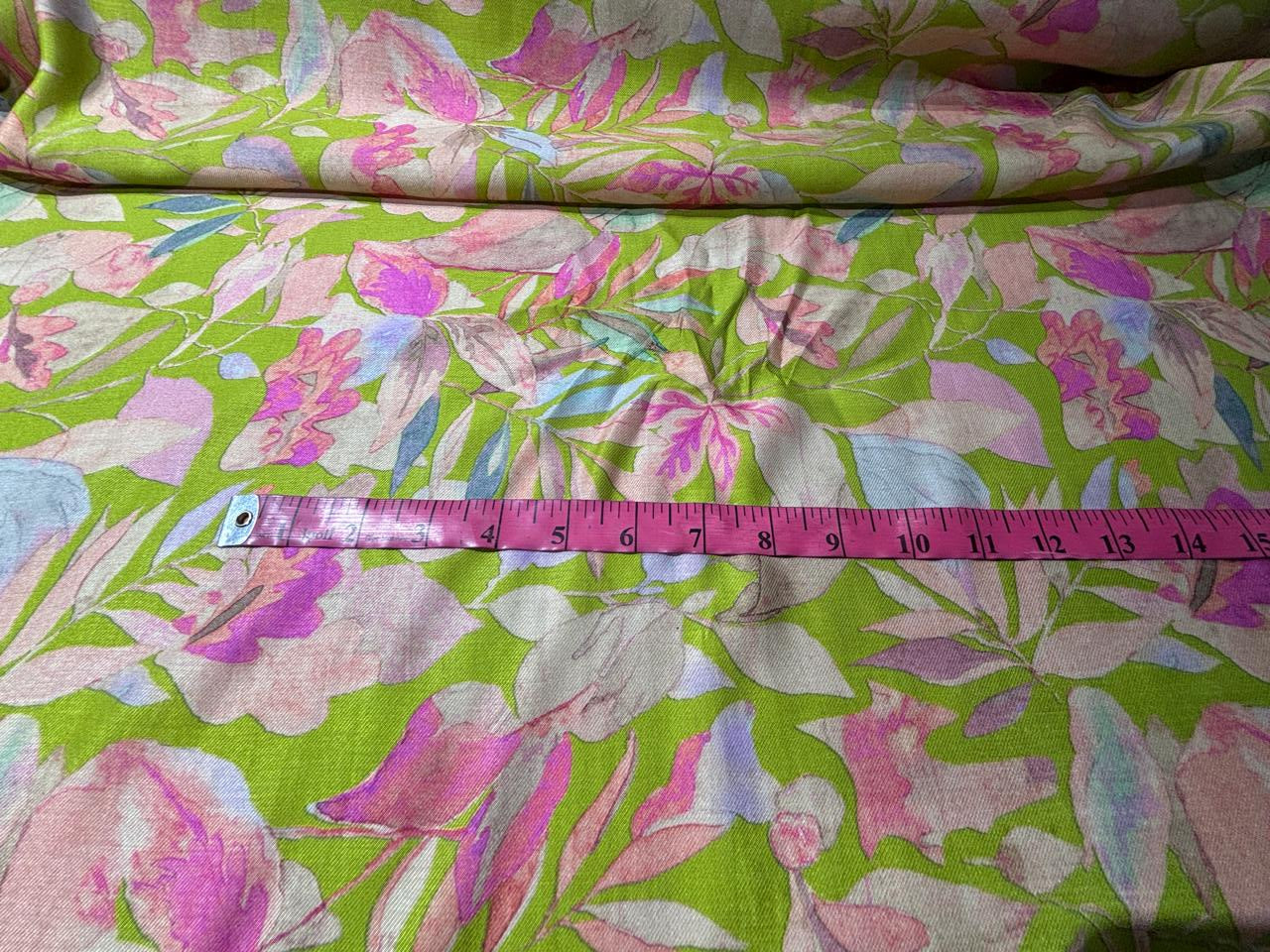 Viscose TWILL Digital Floral Print 41&quot; wide available in 2 colors NEON GREEN AND NEON PINK