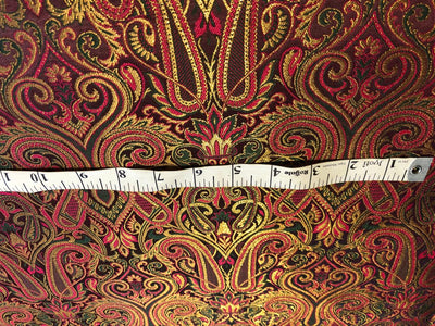 Silk Brocade fabric gold jacquard paisleys available in 3 colors magenta/teal ,deep purple/teal and peach/green/red BRO1102