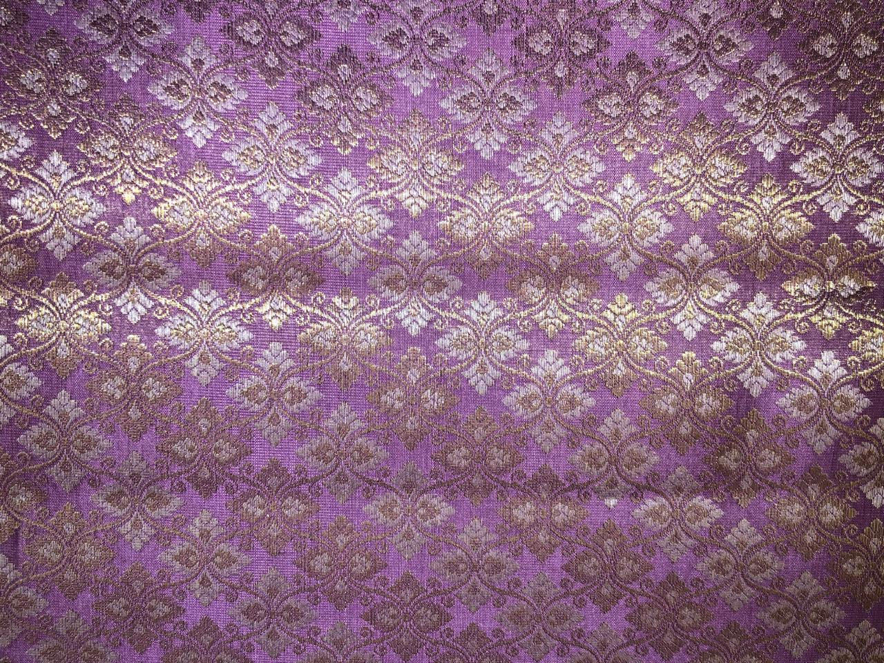 Silk Brocade fabric with white gold  jacquard available in 4 colors yellow, olive, peach and orchid BRO1072