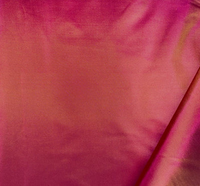 100% pure silk TAFETTA  fabric 2 tone golden yellow x hot pink TAF349
