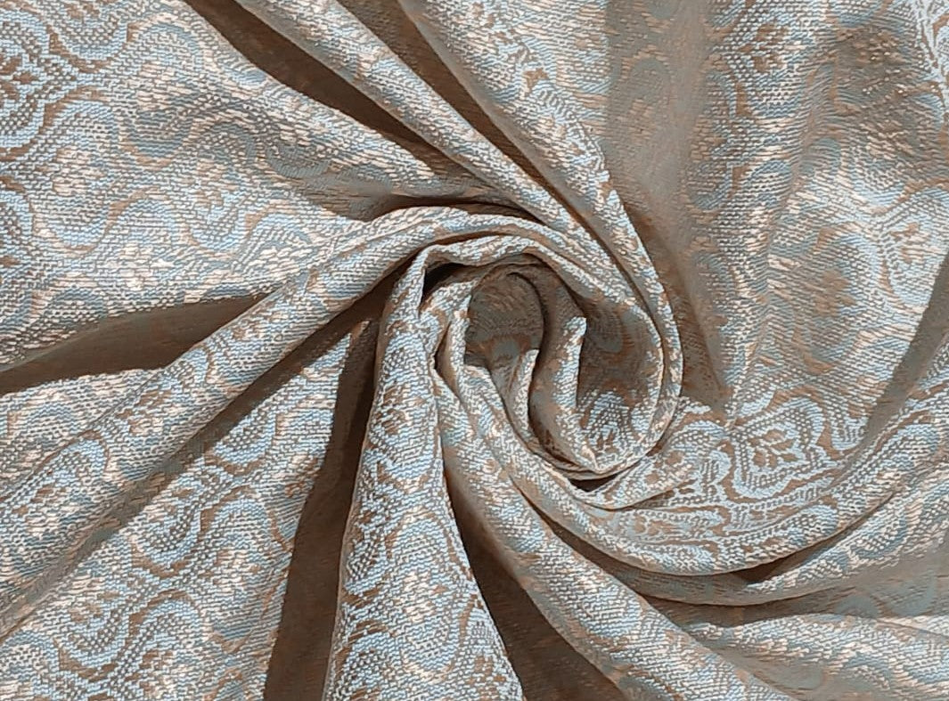 Silk Brocade fabric with leaf  jacquard available in3 colors sky blue , mint and lilac BRO990