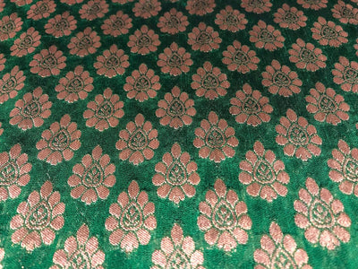 Brocade Fabric green with gold motif jacquard BRO421[4]