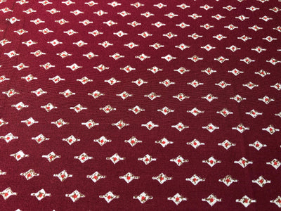 Premium Viscose Rayon fabric with foil print tiny motifs available in 2 colors navy and burgandy