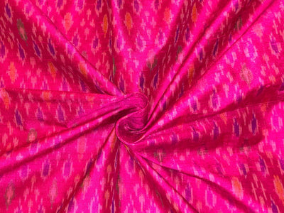 100% pure silk dupion ikat fabric pink color 44" wide available in 3 combinations