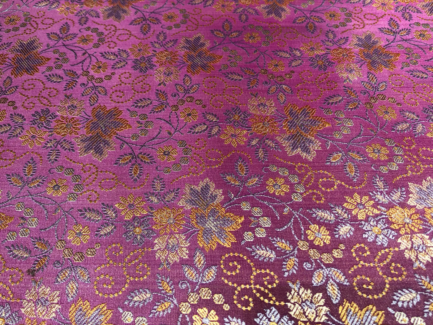 Silk Brocade fabric floral  jacquard available in 2 colors pink and mango  BRO1023[3/4]
