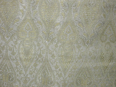 Pure Silk brocade fabric Butter Gold & Cream Victorian BRO61[4]