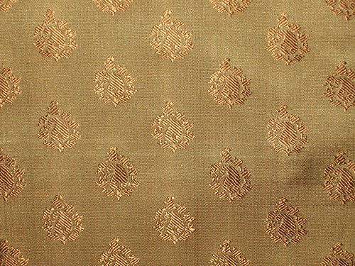 Silk brocade fabric Olive Green & Gold color 44" wide BRO60[4]