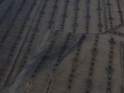 100% Silk munga Brocade fabric with gold zari horizontal stripes with floral jacquard BRO1090[3]