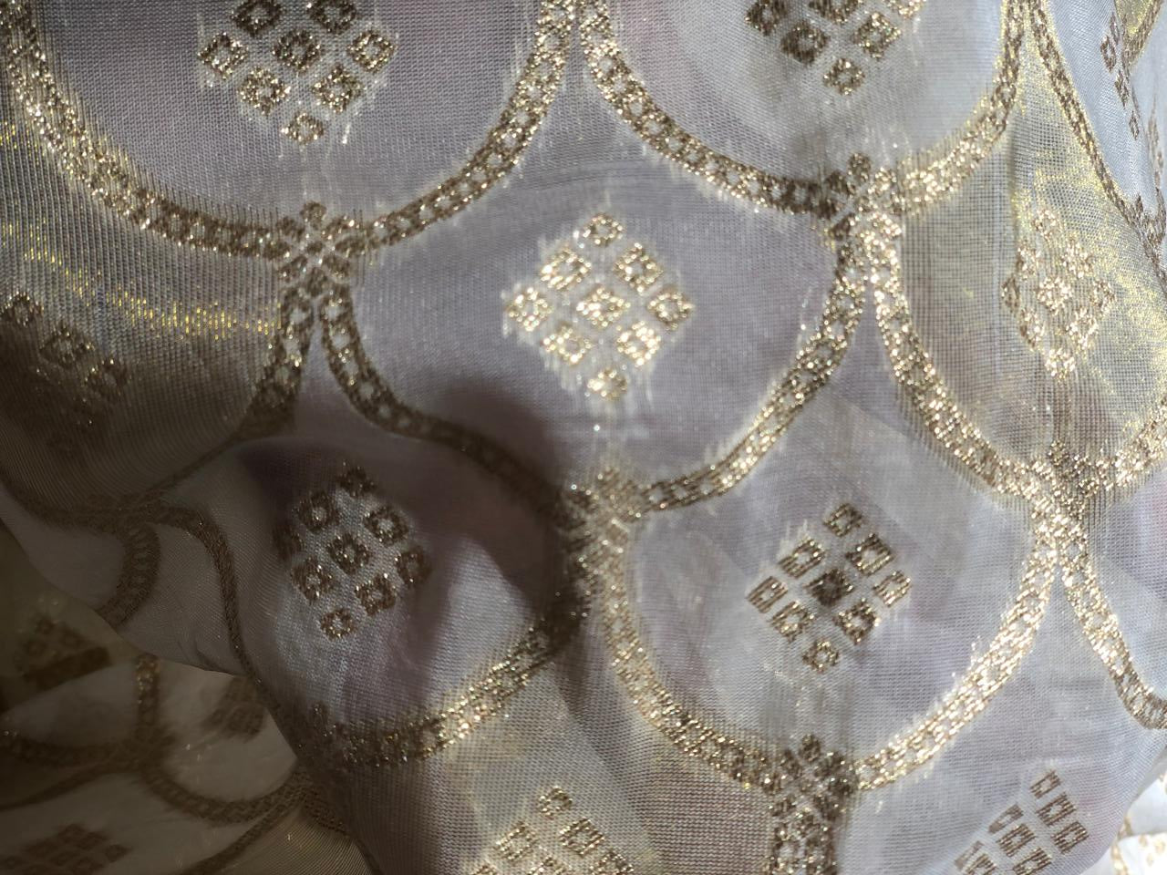 NYLON tissue with jacquard fabric  44"~wide available in 2 designs floral and scallop with motif [17442/551]