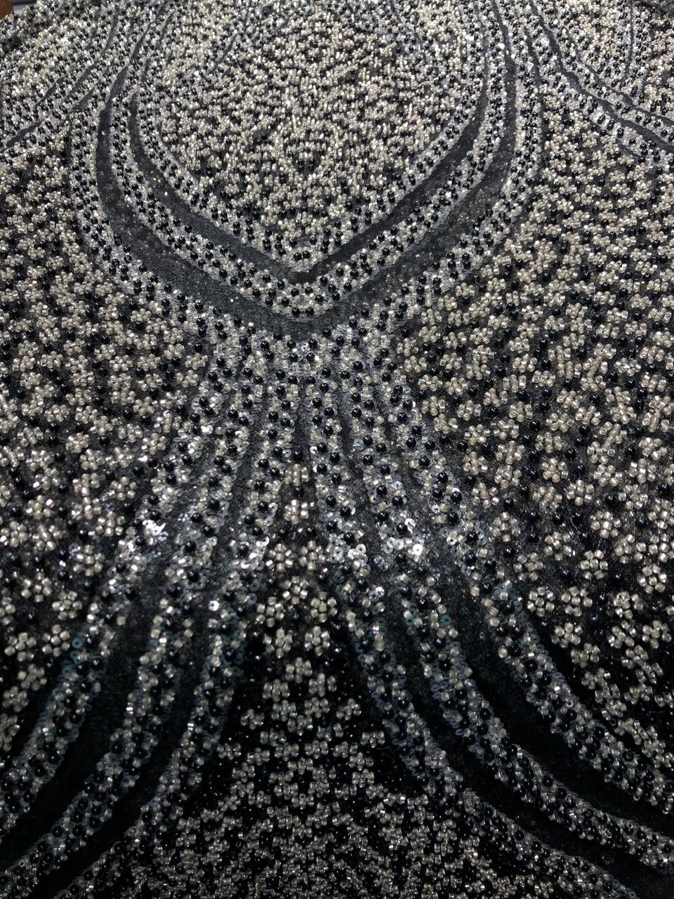 NET fabric with sequins and  pearls available in 2 colors black and white 56" wide [17807/08]