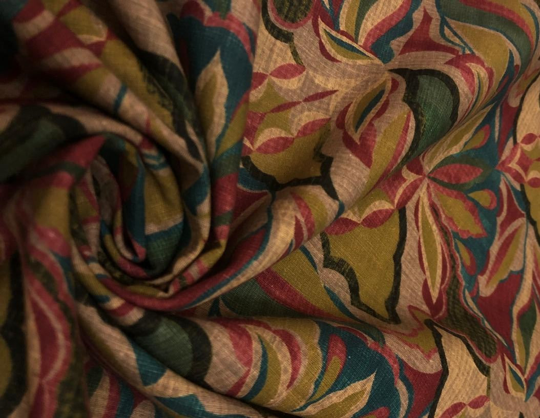 Linen Print Abstract multi colors [18559]