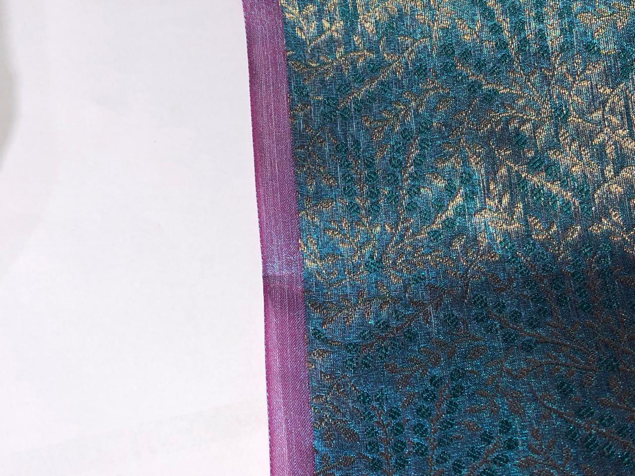 Brocade Fabric VINE Jacquard 3 D EFFECT with metallic gold available in 2 colors purple and blue BRO992[1/2]