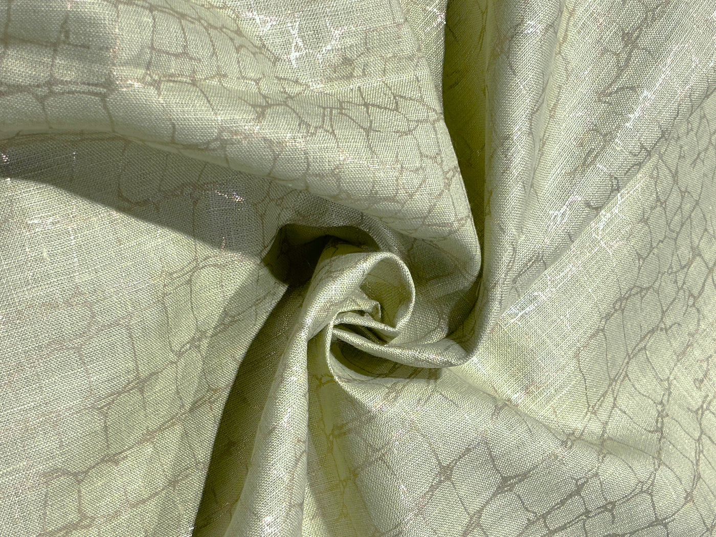 100% HEMP mint  color fabric with gold foil print 58" wide [17202]