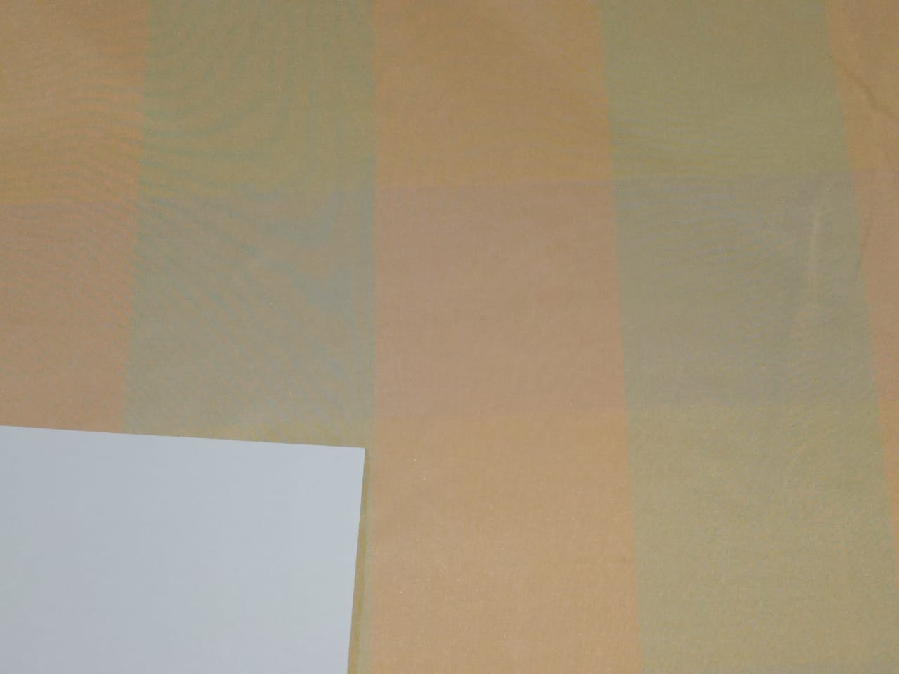 SILK TAFFETA FABRIC Olive Green Peachy orange plaids 54" wide