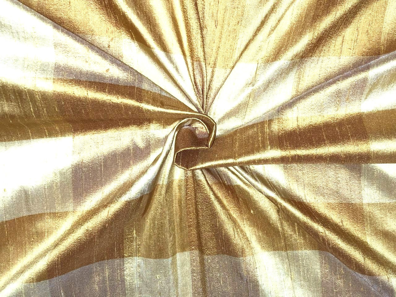 100% silk dupion  Plaids fabric shades of gold with slubs DUPNEWC31[1]