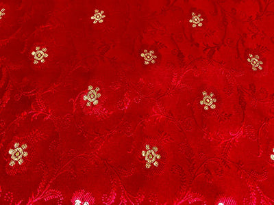 Silk Brocade Fabric metallic gold jacquard  44"wide available in 2 colors red and watermelon red BRO953[3/4]