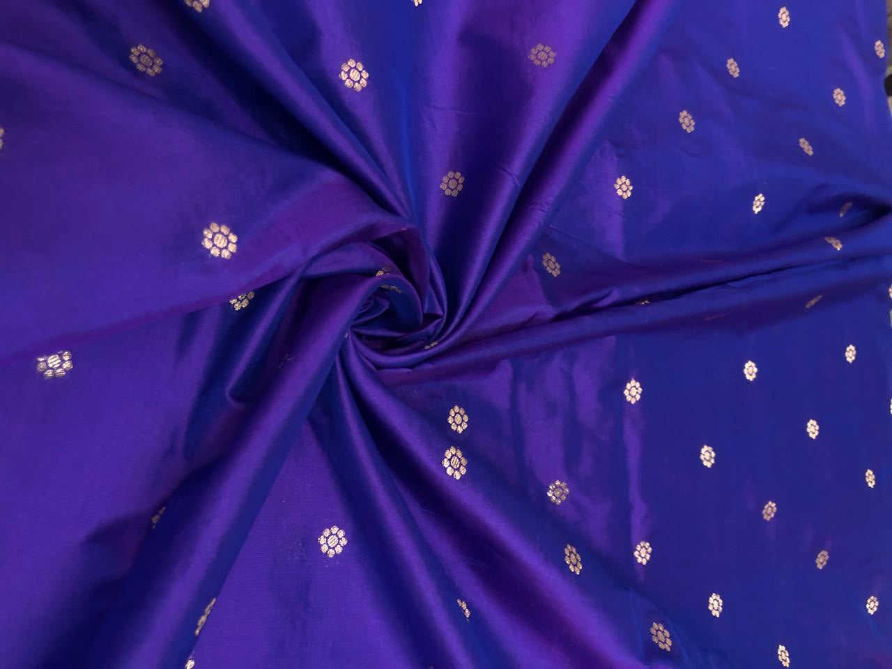 100% PURE Silk Brocade fabric with tiny floral motifs in gold available in 3 , two tone shades BRO1101[1/2/3]